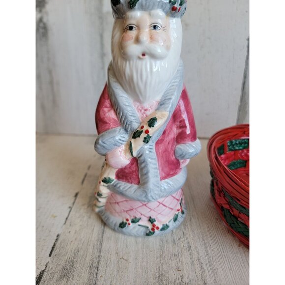 Santa Claus‎ soap dispenser Xmas basket home decor set - Picture 2 of 7